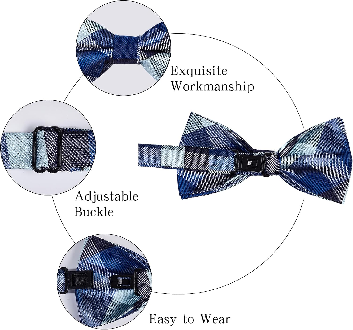 Bow Ties for Men Pre-tied Wedding Formal Bowties Solid Color Adjustable Business Tuxedo Bowtie for Party