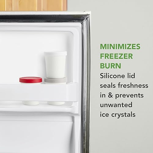 Miniatura 4 de Tovolo 6 onzas, juego de 3, tapa de silicona ajustada, contenedor de helado reutilizable fácil de apilar, mini tinas de dulces, blanco, gris ostra y