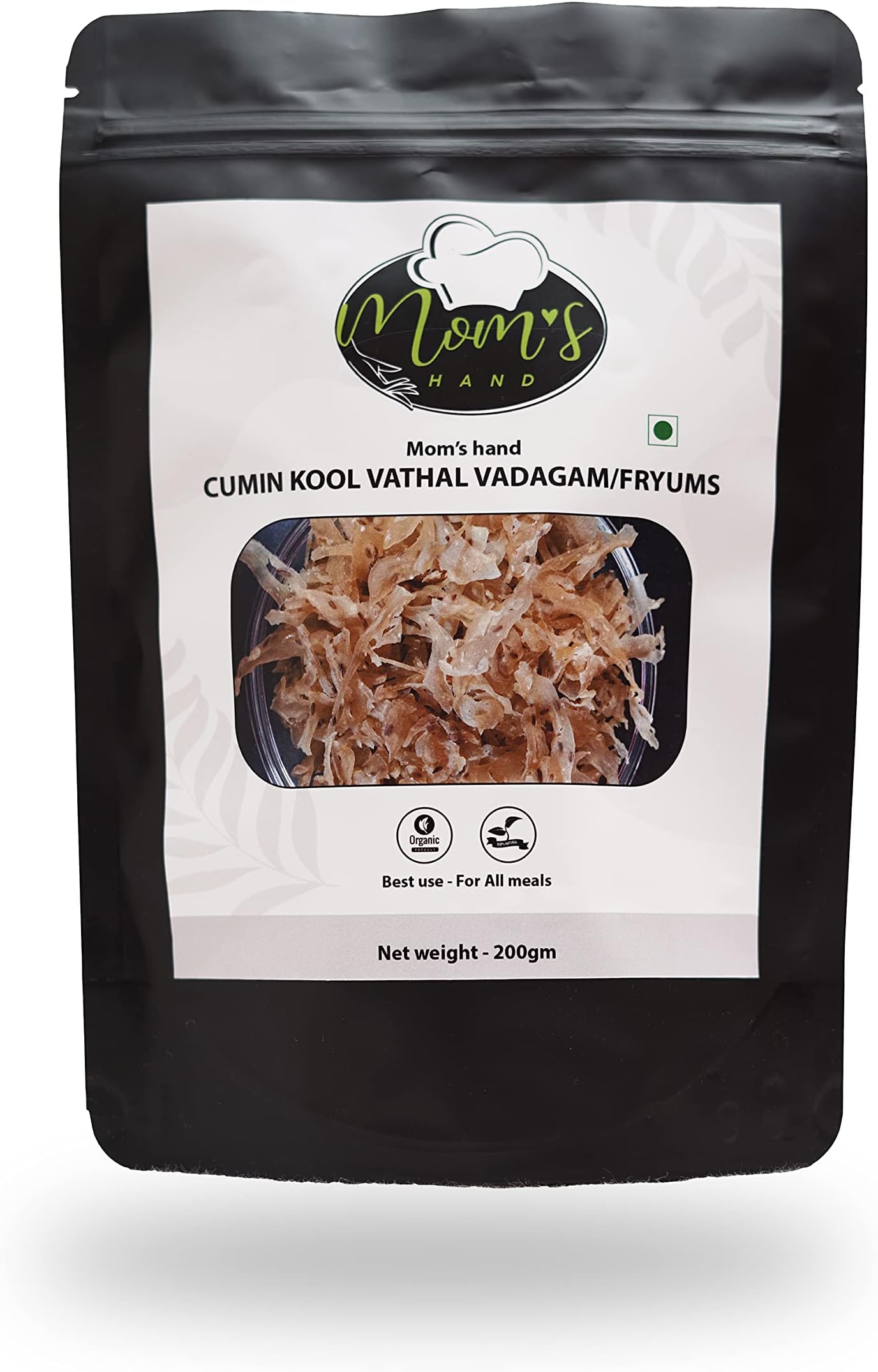 Mom's Give Rice vathal vadagam/cumin vathal/vathal vadagam/friams,200g South Indian delicious papad or crispy snack suitable for all meals item