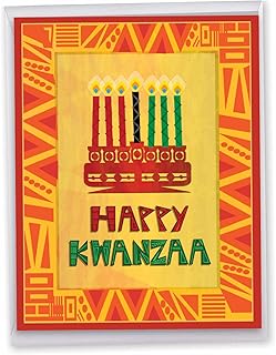 NobleWorks Jumbo Kwanzaa Greeting Card From Us 8.5 x 11 Inch with Envelope (1 Pack) Oversize Jumbo Unity and Peace J9181KWG-ET-US