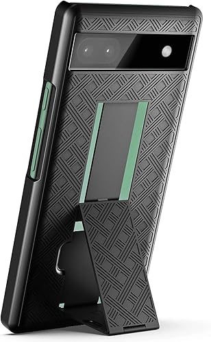 Miniatura 6 de NZND Compatible con Google Pixel 6A Case 5G (2022) con protector de pantalla de vidrio templado (cobertura máxima), carcasa con clip para cinturón,