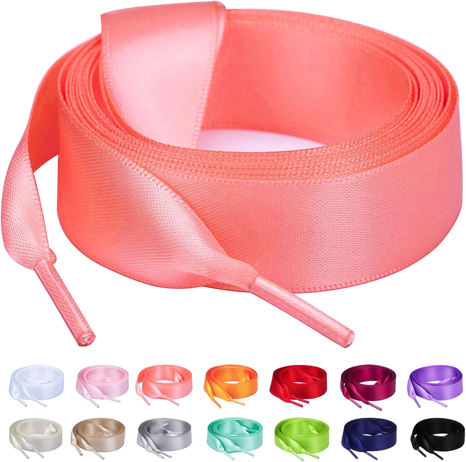 Booyckiy 3/4" Wide Satin Ribbon Shoelaces Flat Colorful Shoe Laces for Women