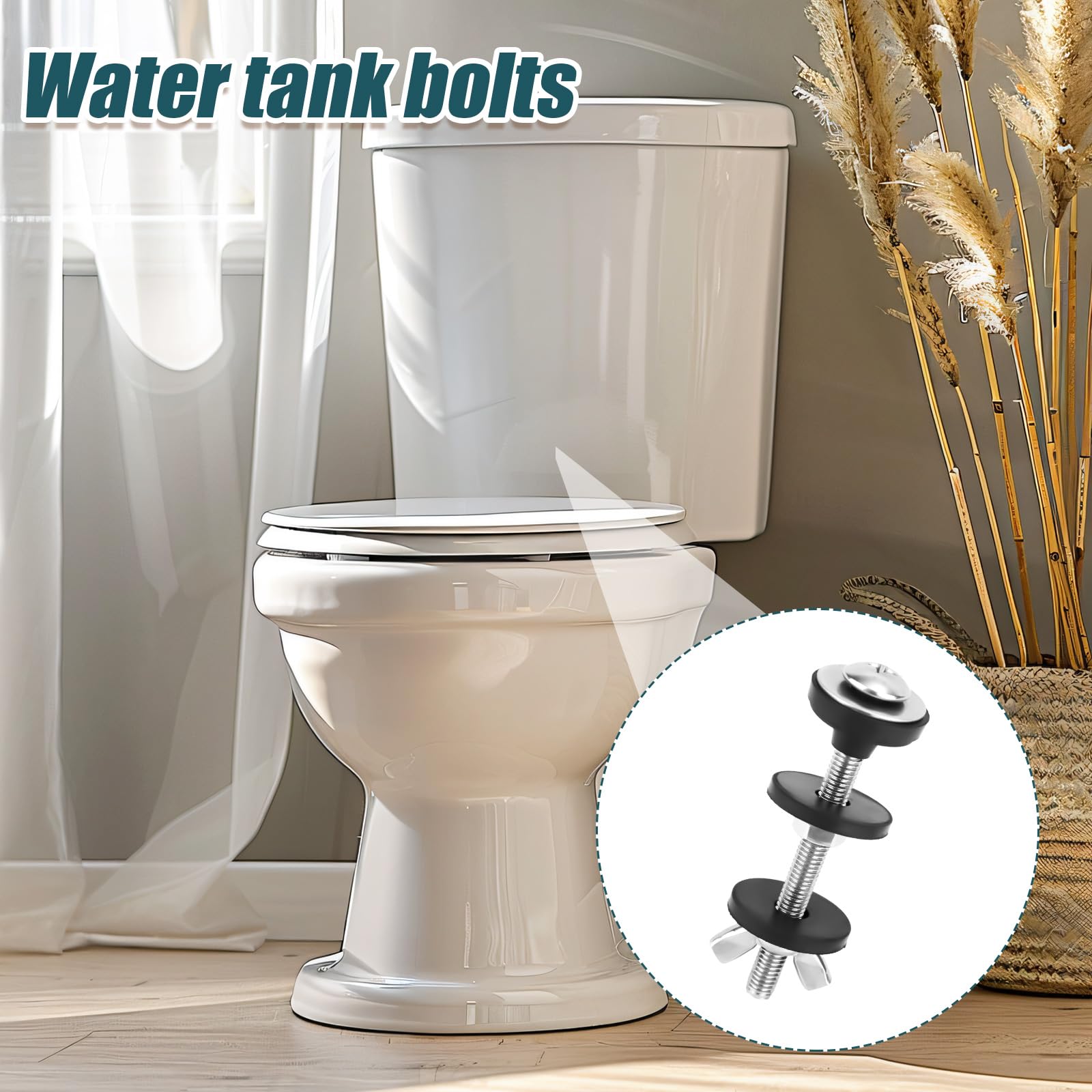 2 Teiliges Schraubenset für den Toilettentank an der Schüssel, Robuste Schrauben für den Toilettentank aus Edelstahl Wasserdichtes Universal-Ersatzset für die Innenseite der Toilette