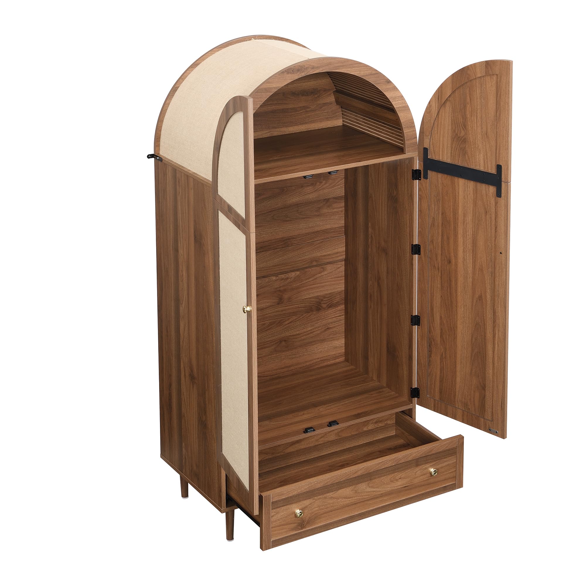 Armario con cajones, Puertas de Madera tapizadas en Lino, Amplio Espacio de Almacenamiento, Ideal para dormitorios y recibidores (Madera, 79 x 50 x 175 cm)