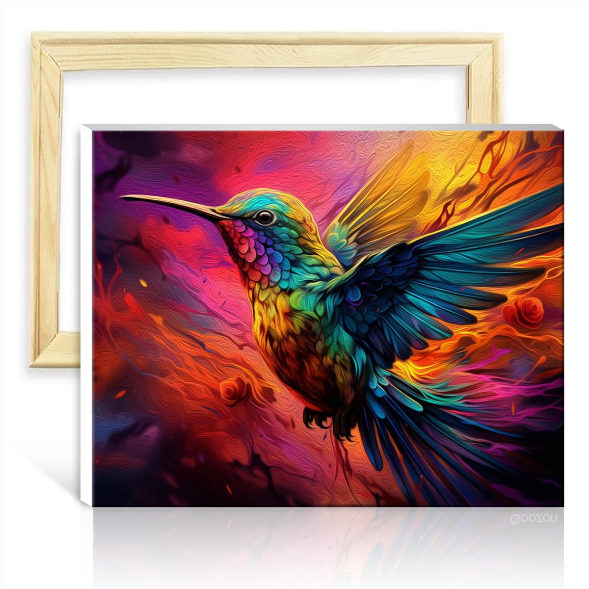 TANGFEIY Oil Painting Paint by Numbers Kits Hummingbirds Oil Painting DIY Watercolor with 3 Brushes & Acrylic Paints for Home Wall Decor Painting No Frame(30x40cm)