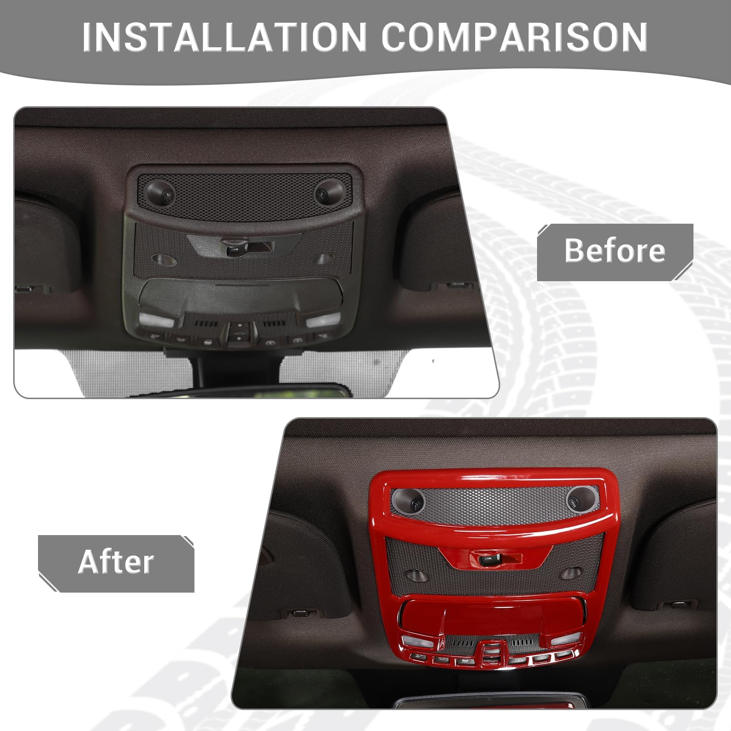 for F150 Overhead Console Panel Trim Cover Compatible with Ford F150 2015-2020 Red Interior Accessories 3pcs