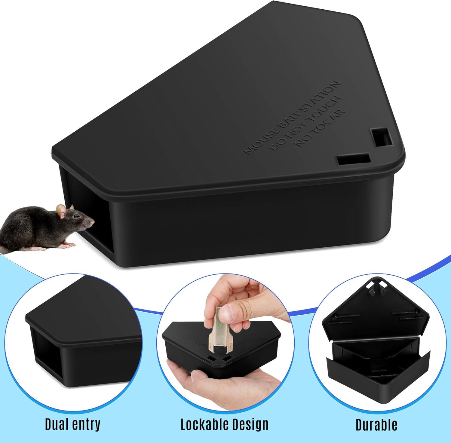 16 Pack Mouse Bait Station Outdoor Indoor - Reusable Rodent Bait Station Mice Trap Small Rats Poisoning Bait Station Box, Friendly for Children & Pets, Suitable for Small Mice