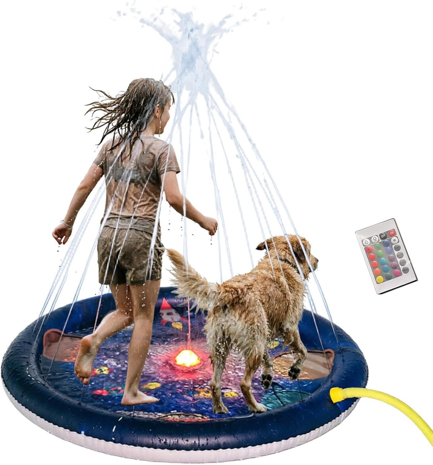 Kids Water Sprinkler,Pool Wading Pad Space Theme - Water Sprinkler Toy - for Kids Ages 3+ Outdoor Garden Patio Lawn Backyard Beach Park Pool