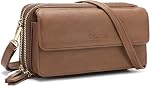 RFID Crossbody Wallet Wristlet Purse avec poche de téléphone pour les femmes en cuir végétalien...