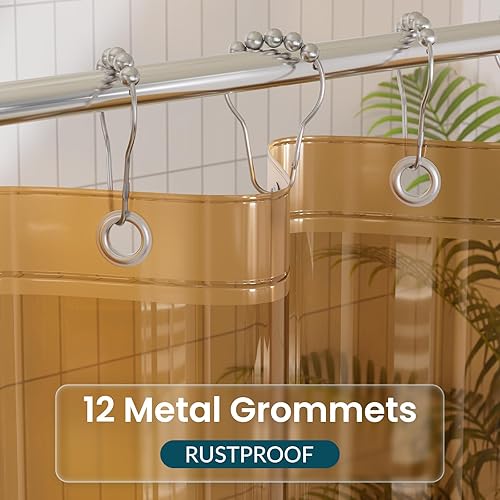 Miniatura 86 de Titanker Forro de cortina de ducha, forro de ducha de plástico PEVA, 72 x 72 pulgadas, ligero, impermeable, para baño, con imanes y ojales Negro