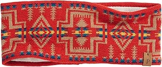 Pendleton Merino Wool Fleece-Lined Headband, Harding Red Pattern, Winter Outdoor Headwear