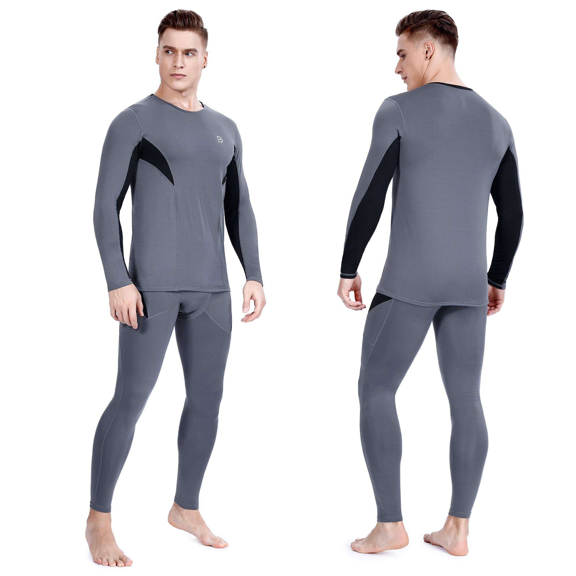 Ropa interior térmica forro polar rendimiento polar táctico deportes Shapewear térmica Set - gris - Large