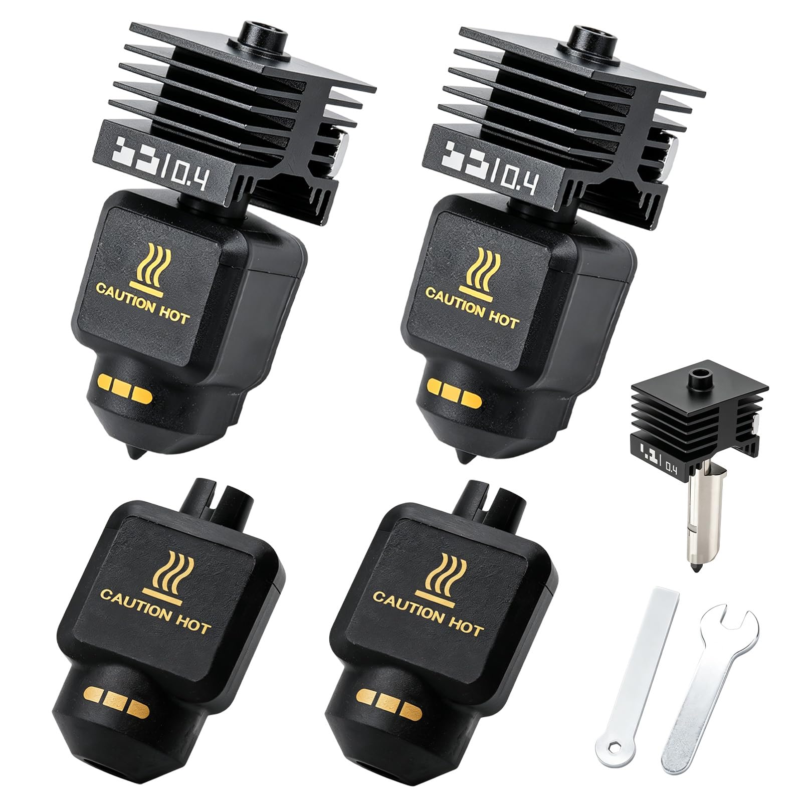 2er-Pack Aufgerüstetes 0,4 mm Hotend-Kit für Bambu Lab P2S, Inklusive Gehärteter Stahl-Düse Und Elektroplattierter Heizblock Mit 4 Silikon-Socken, 3D-Drucker-Zubehör kompatibel mit Bambu La
