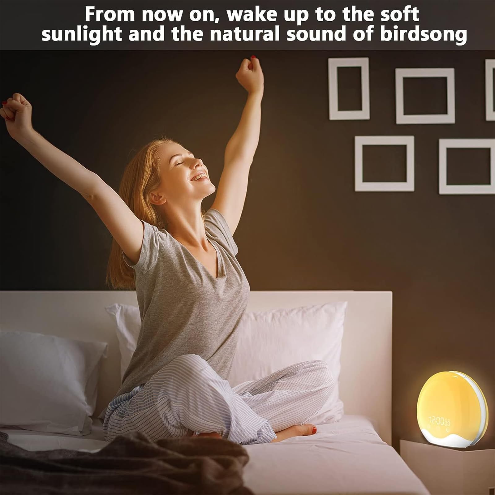 Reloj Despertador Inteligente con Luz De Amanecer, Temporizador De Sueño con Simulación De Amanecer/Atardecer, 12 Efectos De Iluminación Degradada para Adultos Que Duermen Mucho