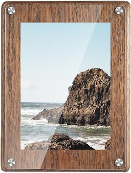Solid OAK Wood Picture Frame, 6x8 Inch, Walnut, Medium Frame for Photos, Art, and PrintsNut-Brown, 6" x 8"