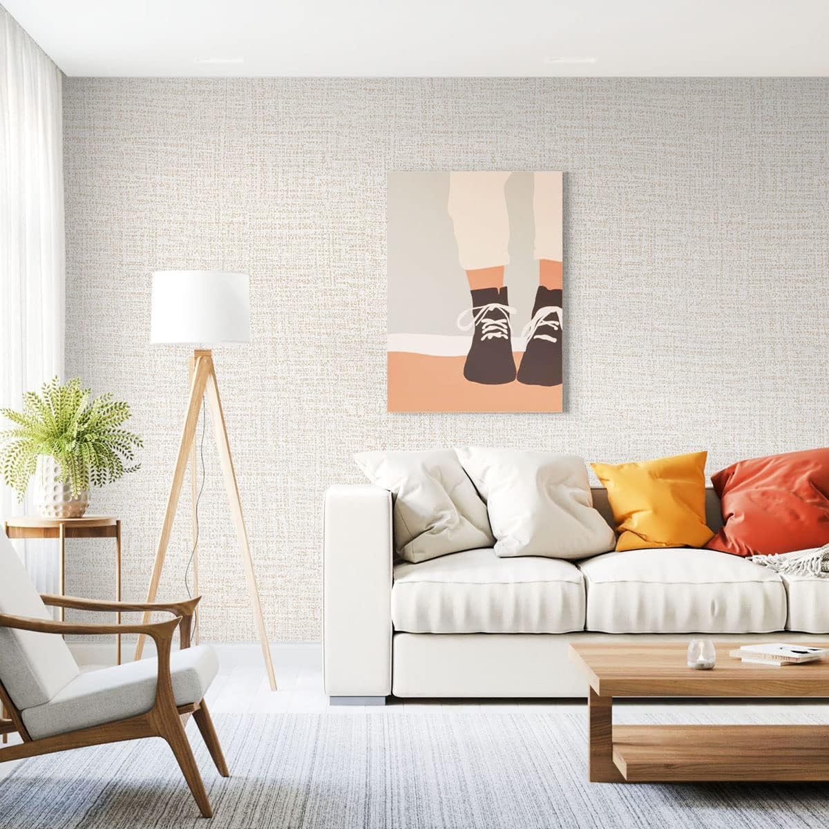 Beige Wallpaper Grasscloth Peel and Stick Wallpaper Beige Contact Paper for Walls 17.7 in x 590.5in Textured Wall Paper Vinyl Grasscloth Faux Linen Peel and Stick Self Adhesive Vinyl