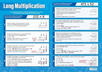Daydream Education Long Multiplication Math Poster Laminated 33 x 23.5 Educational School and Classroom Posters