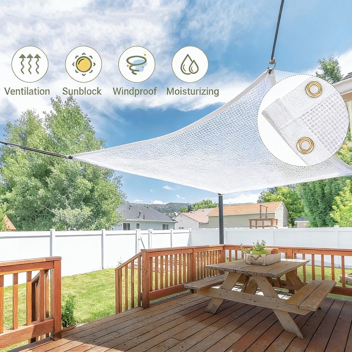 50% White Shade Cloth 3/3.3/6/8/10/16.4/20FT Tear Resistant Garden Sun Shade Net with Reinforced Grommet, Breathable Mesh Shade Tarp for Plant Cover, Chicken Coop, Patio, Greenhouse(10x16.4FT)