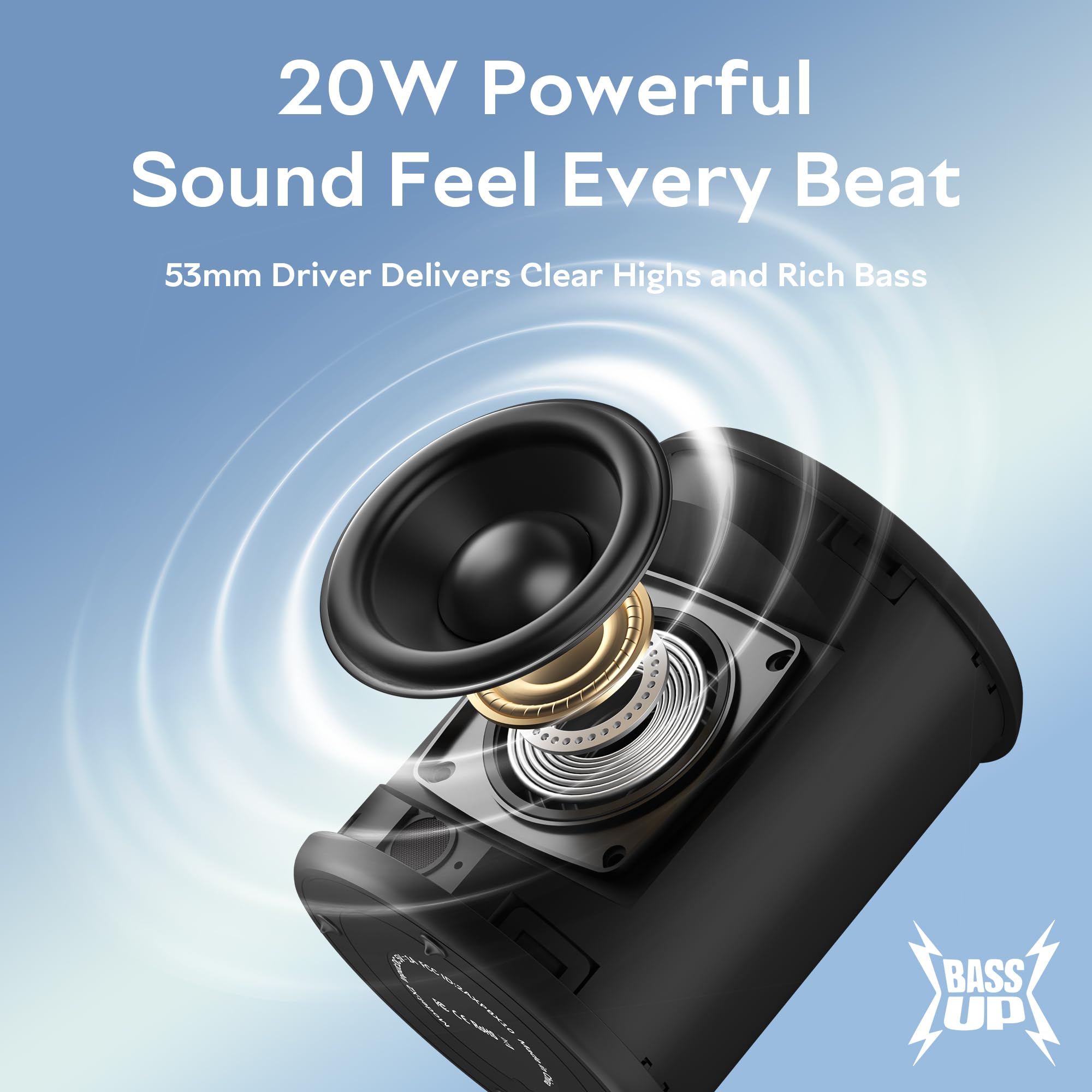 Enceinte Bluetooth Ultra-Portable sans Fil, Basses Percutante, 15 h d’autonomie, étanche IPX7, résistante à la poussière et aux Chocs, Portée Jusqu’à 20m, AUX, TF Carte, pour Fêtes Voyage