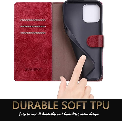 Miniatura 6 de SUANPOT Funda de piel tipo cartera para iPhone 11 de 6.1 pulgadas (NON 11 Pro de 5.8 pulgadas) con bloqueo RFID, soporte para tarjetas de crédito,
