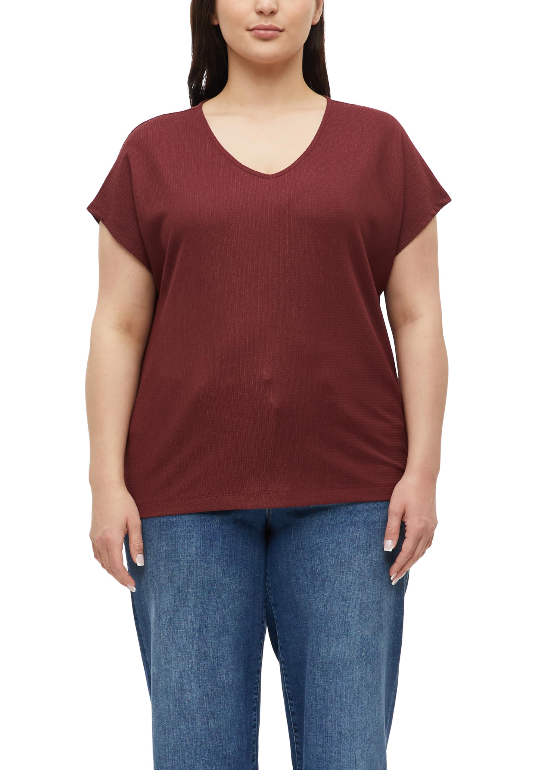 s.Oliver Women's 2182887 V-Neck T-Shirt (Pack of 1), red, 22