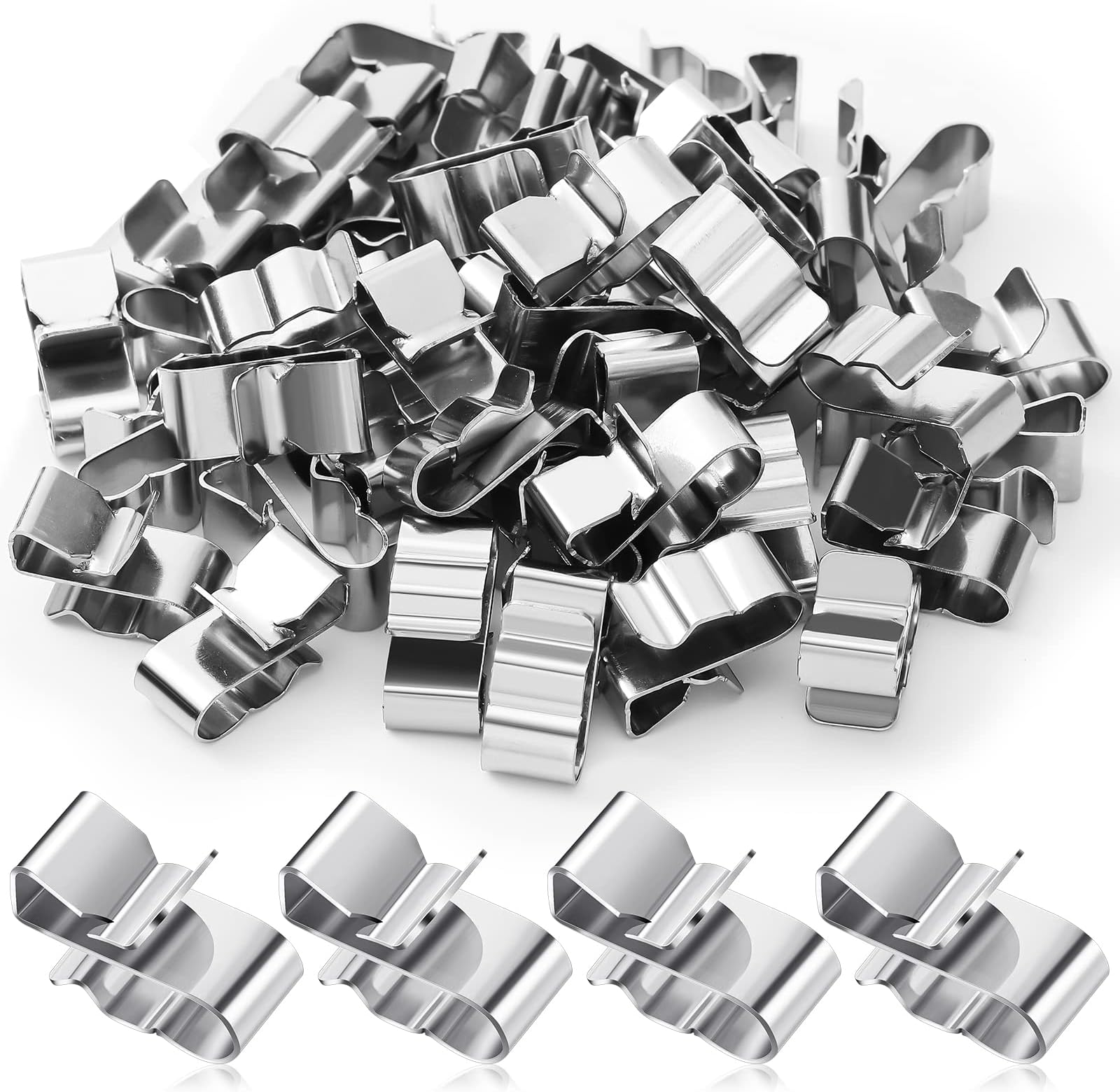 50 Pcs Trailer Frame Wire Clips Stainless Steel Clips Metal Cable Clips 22.5 mm/ 0.89 Inch Solar Panel Wire Clip Double Wire Trailer Wire Clips Wire Clamps for PV Wiring Boat Cable, Boat Trailer