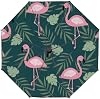 Flamingo Leaves Hand Drawn Automatic Folding Umbrella Double Layer Windproof Travel Umbrellas Compact Portable for Women Men Rain Outdoor