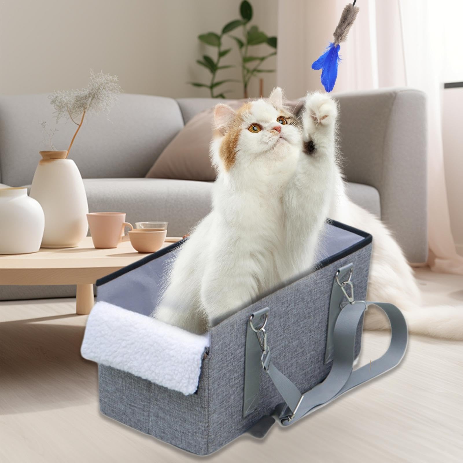 Folding Cat Dog Seat, Car Center Console Pet Seat, Travel Bags For Pets, Road-Trip Pet Accessories, Lightweight Pet Carrier, Pet Seat For Cars, Comfortable Pet Travel Seat, Cozy Cat Dog Car Seat