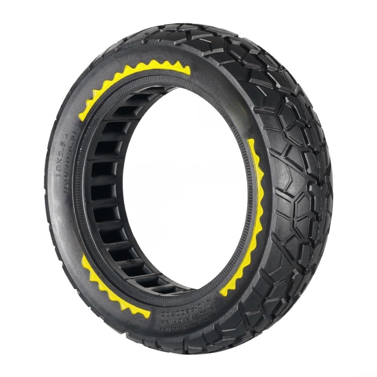Pneu solide en caoutchouc compatible avec NINEBOT pour scooters Max G30 G30P avec rainures antidérapantes pour drainage sur l'herbe (jaune)