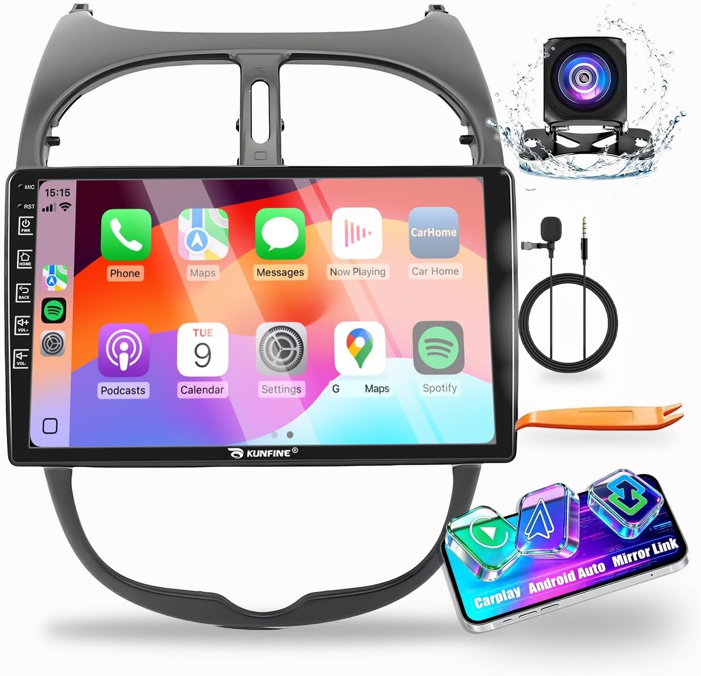 for Peugeot 206 for Citroen C2 1998-2008 Car CarPlay Android Auto Navigation Stereo GPS Radio Camera Display 9" IPS Touchscreen Headunit Tablet Pad Media Player, if Applicable Quad Core 2G+32G