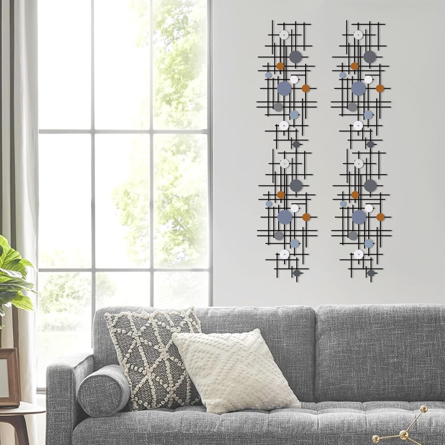 ruelen Set of 2 Minimalist Geometric Wall Decor - Modern Metal Wall Art for Living Room, Bedroom & Office – Abstract 2D Design in Dark Colorful Style