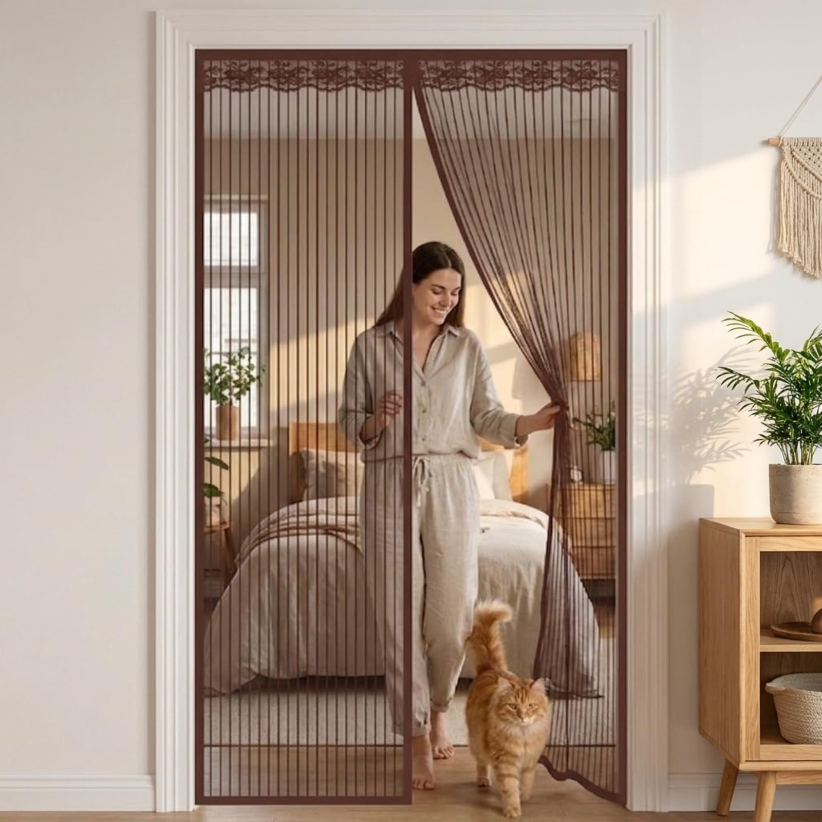 Moustiquaire porte balcon magnétique rouge 120x220cm en fibre de polyester