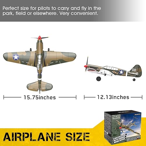 Miniatura 6 de VOLANTEXRC Avión de control remoto RC 4-CH P40 Warhawk RTF Avión de control remoto para principiantes y expertos con sistema estabilizador Xpilot,