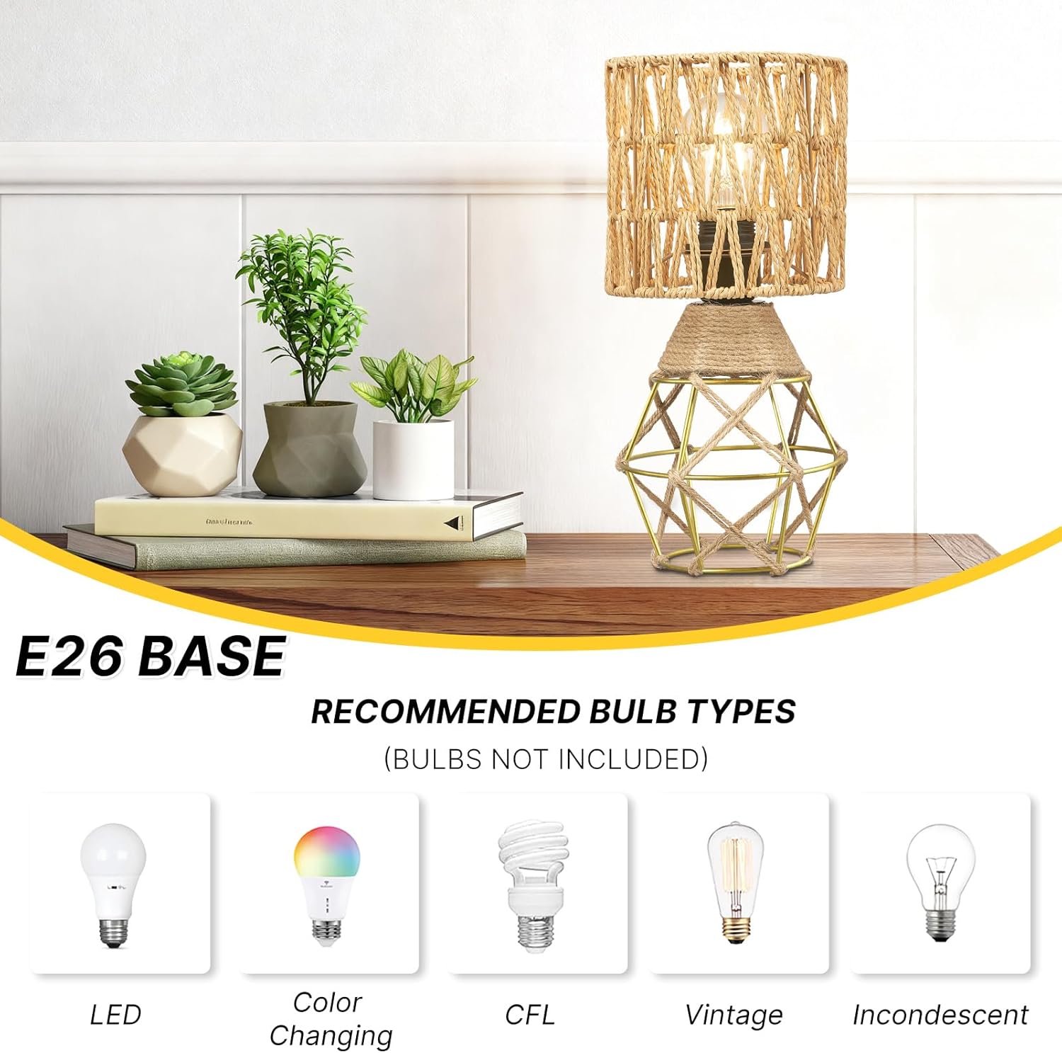 Hamilyeah Boho Table Lamps Set of 2, Small Desk Lamp with Woven Shade, Modern Farmhouse Bedside Lamp for Bedroom, Industrial Table Lamp for Living Room, Decorative Desk Lamp for Office or Nightstand