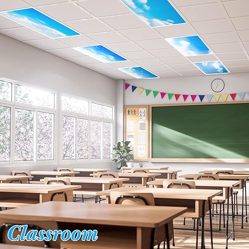Miniatura 3 de VIHOSE 6 cubiertas de luz fluorescente para luces de techo, cubiertas magnéticas de luz para el aula, filtros de aula, cubiertas de luz para luces