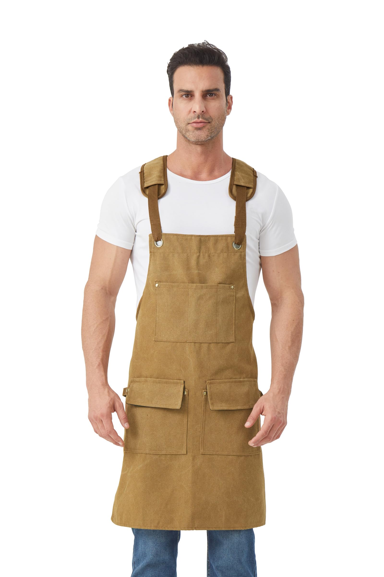 Nanxson Männer Segeltuch Schürzen wasserdicht Arbeitsschürzen, Werkzeugschürze mit Taschen für Garten, Industrie, Malen