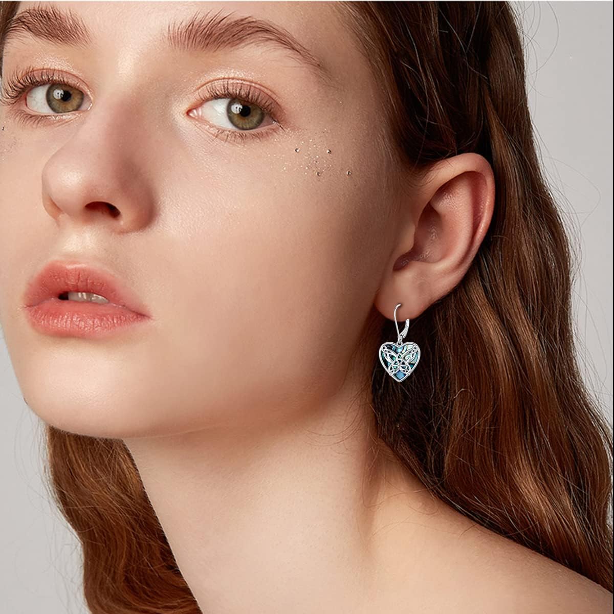 AOBOCO 925 Sterling Silver Heart Abalone Shell Leverback Earrings Jewelry Gifts for Women - Image 2