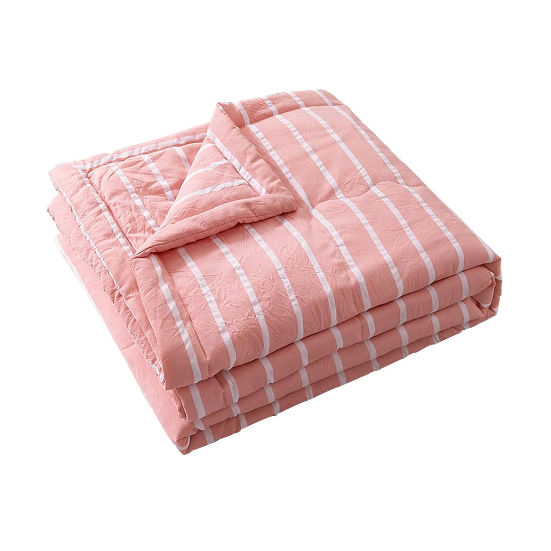 DEZYPZAM Summer Coolers Quilt Thin Duvet Lightweight, Washable Soft Skin-friendly Comfortable Breathable Comforter, For Bed Quilt (Pink stripes,150x200cm)