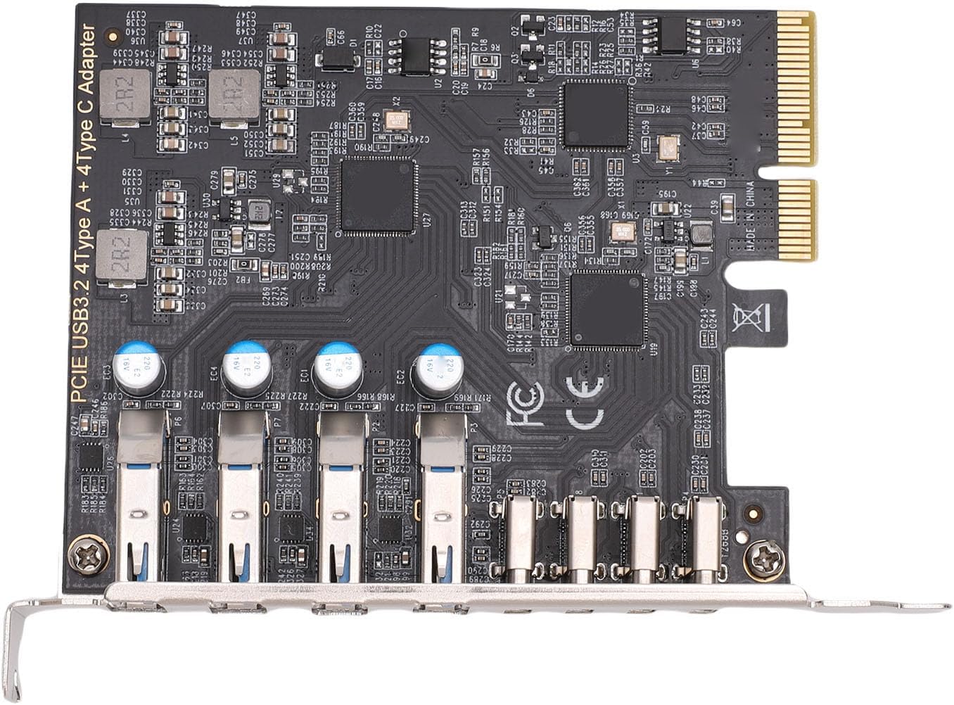 Zyyini PCIe to USB 3.2 Gen 2 Card, 10Gbps 4 Type C and 4 Type A 8 Ports PCI Expansion Card, USB Controller Adapter, for Wins Linux OS X, for Desktop PC