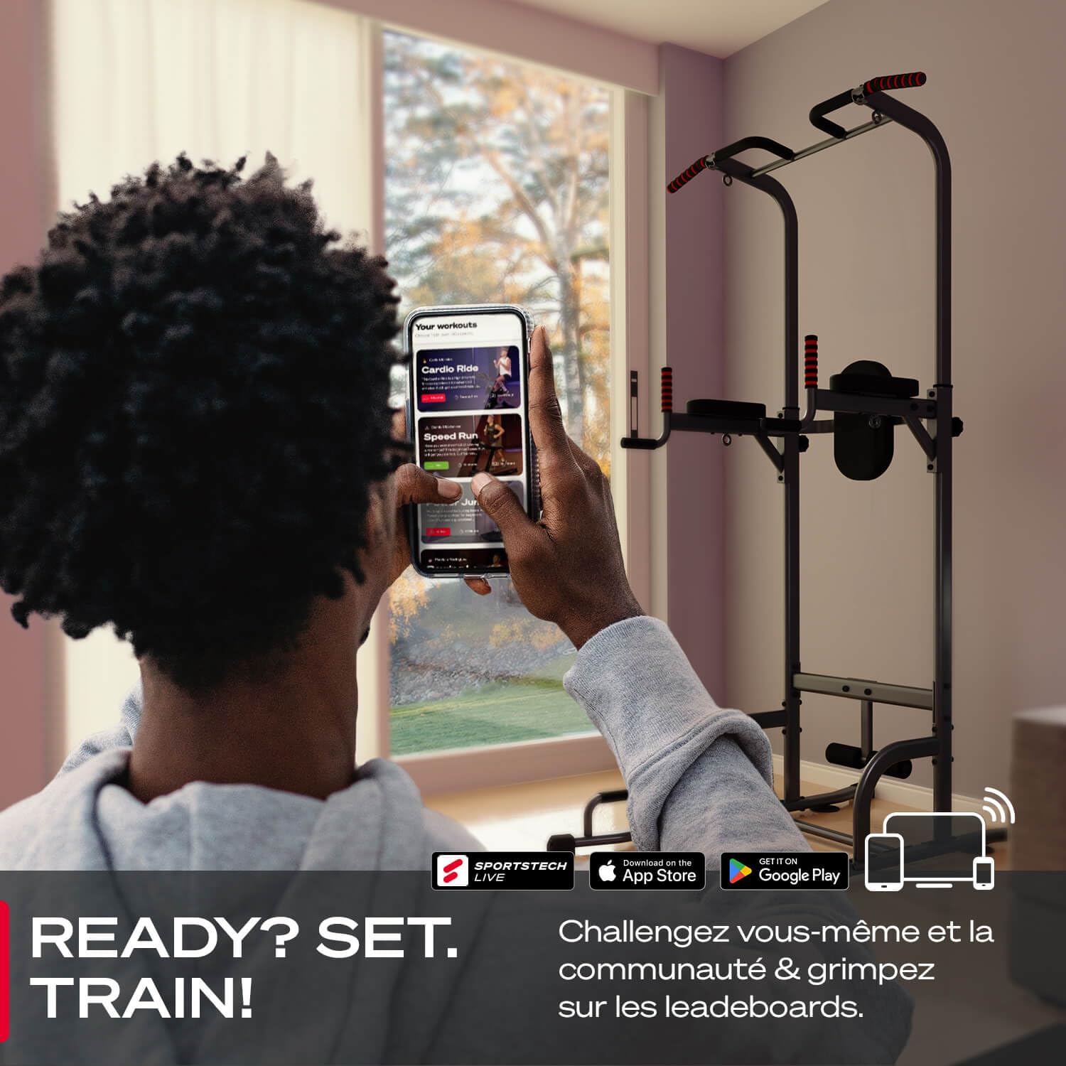 SPORTSTECH PT300 - Chaise Romaine pour Musculation à Domicile, Multifonction avec Barre de Traction, Banc de Musculation et Latzug - Équipement de Fitness pour Exercices de Poids du Corps