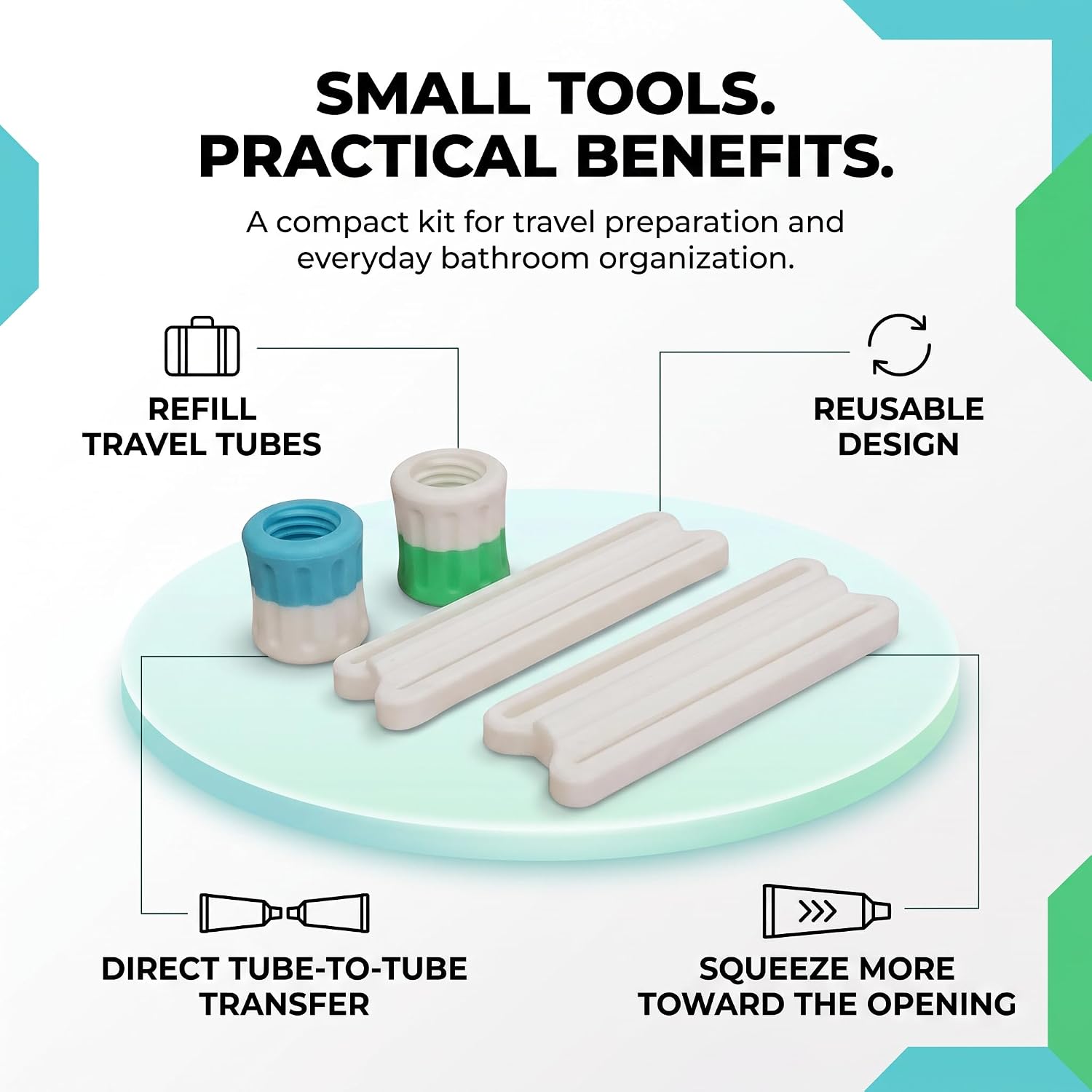 Toothpaste Refill Adapters, Twist-On Tube Connectors (with Squeezers) image 4