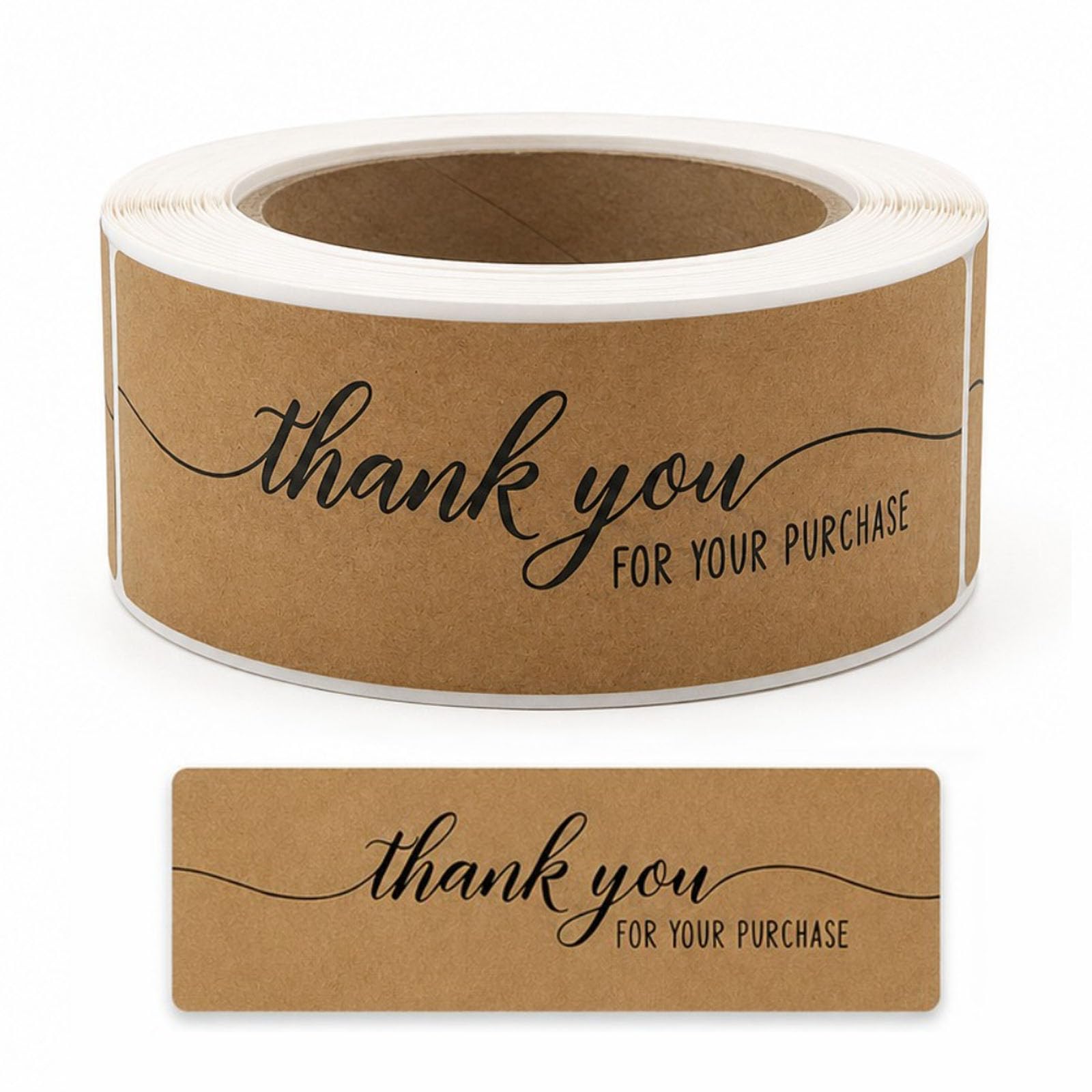 1 Roll 120 Pcs Thank You Stickers, Thank You for Your Purchase Sticker, Self-Adhesive Kraft Paper Label Sticker Roll, Brown Tags Label for Gift Wrapping Baking Christmas Wedding Decoration