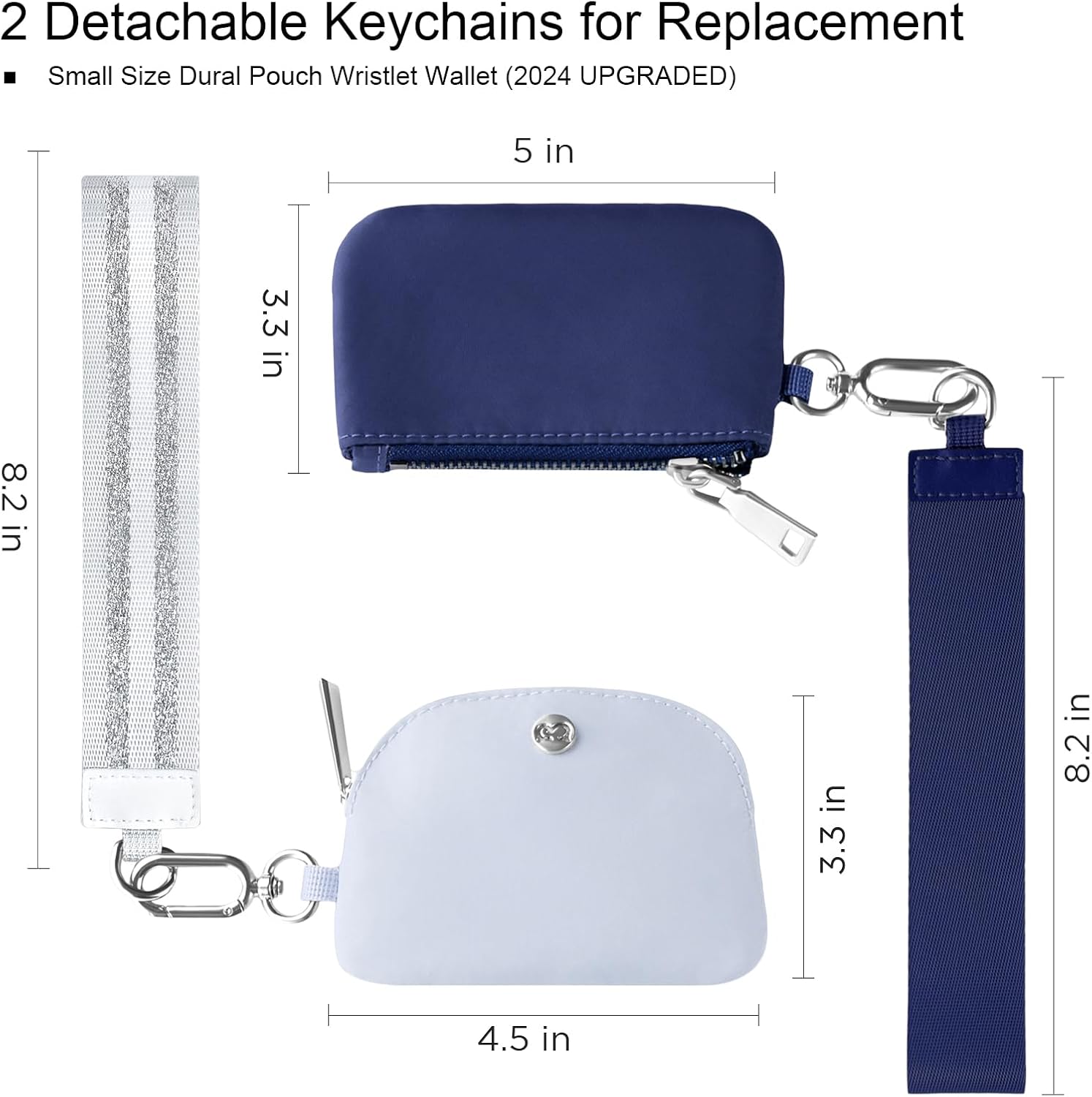 Babysun Mini Zip Around Dual Pouch Wristlet With 2 Straps Wristlet Keychain Wallet for Women Coin Purse Small Cute for Teen Girl - Image 2