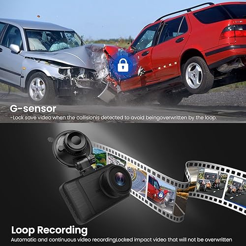 Miniatura 4 de Udatuhao 4K+1080P Cámara de tablero dual para automóviles con control WiFi, visión nocturna, sensor G, estacionamiento 24 horas, grabación en bucle,