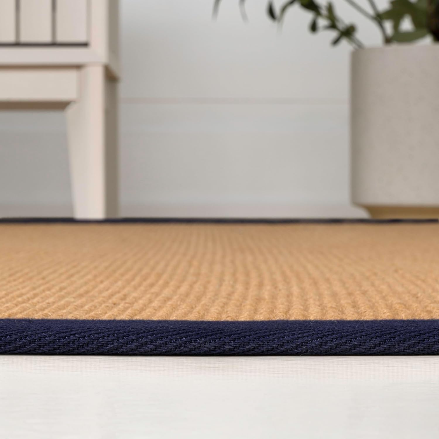 JONATHAN Y Border Jute Indoor Area Rug Natural/Navy 3X5 ft, Camden Farmhouse Cottage for Living Room, Bedroom, Kitchen, Office, Easy-Cleaning, High Traffic, Pet-Friendly, Non-Shedding KTN100C-3