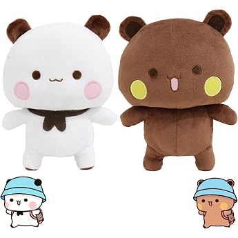 Pack of 2 Bubu Dudu Cuddly Toy Bubu Dudu Plush Dubu Bubu Bear Panda Bu-bu Du-du Cuddly Toy Panda Bear Cuddly Toy Bu-bu Du Figure Cartoon Panda Plush Toy Children's Gift White