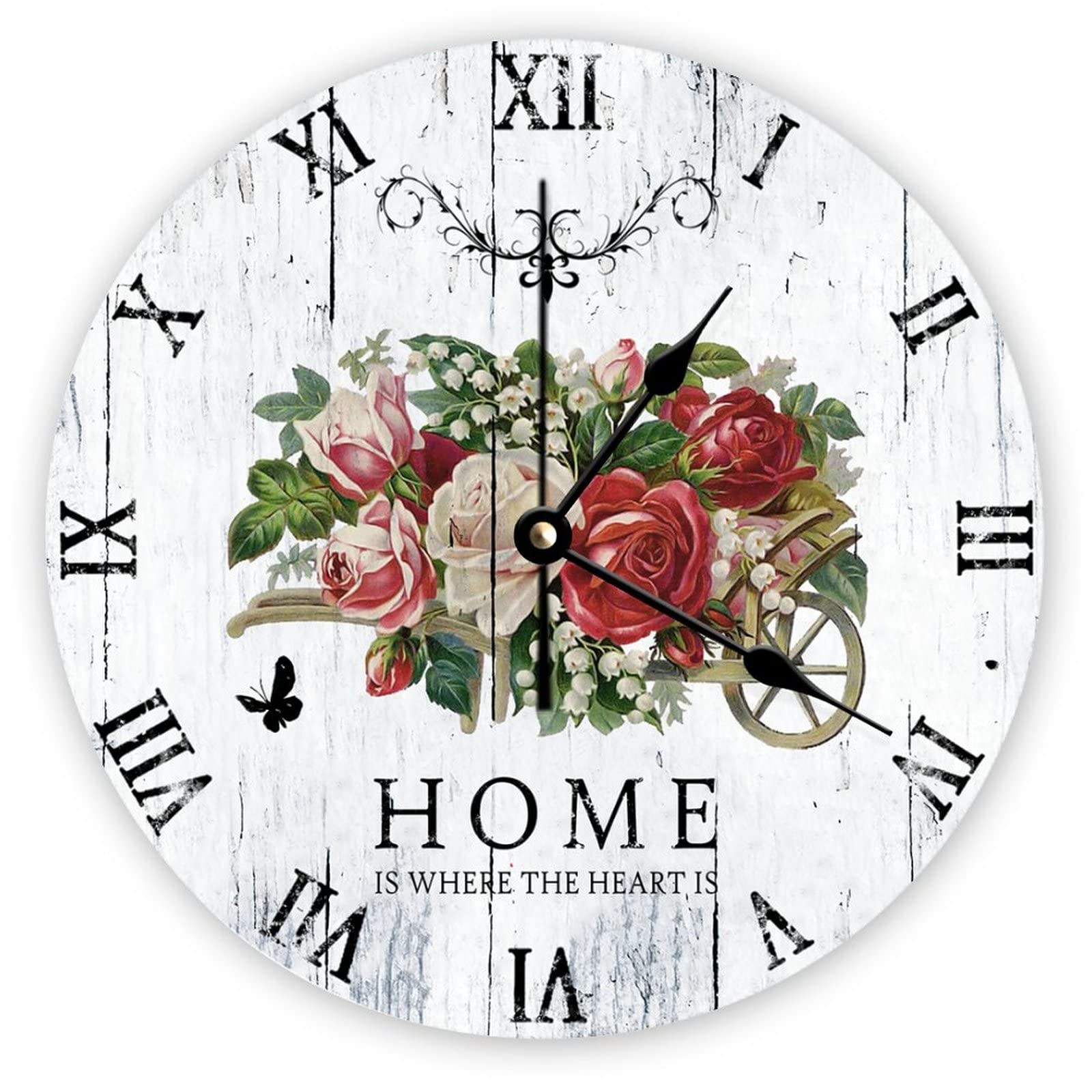 Horloge murale shabby chic vintage 38 cm sans tic-tac Mighun