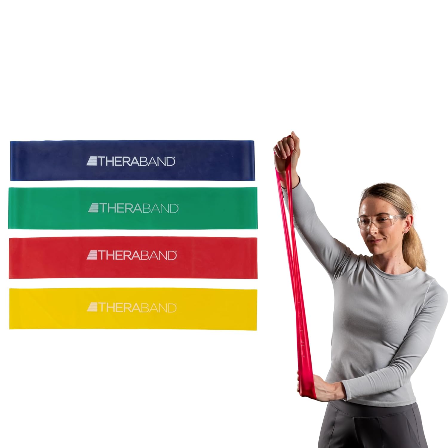 THERABAND Resistance Band Loop Set, Pack of 4, 18″ Color Coded Exercise Bands from Beginner to Advanced Levels, for Strength, Stretching, Home Workouts, Pilates, Physical Therapy, For Men and Women