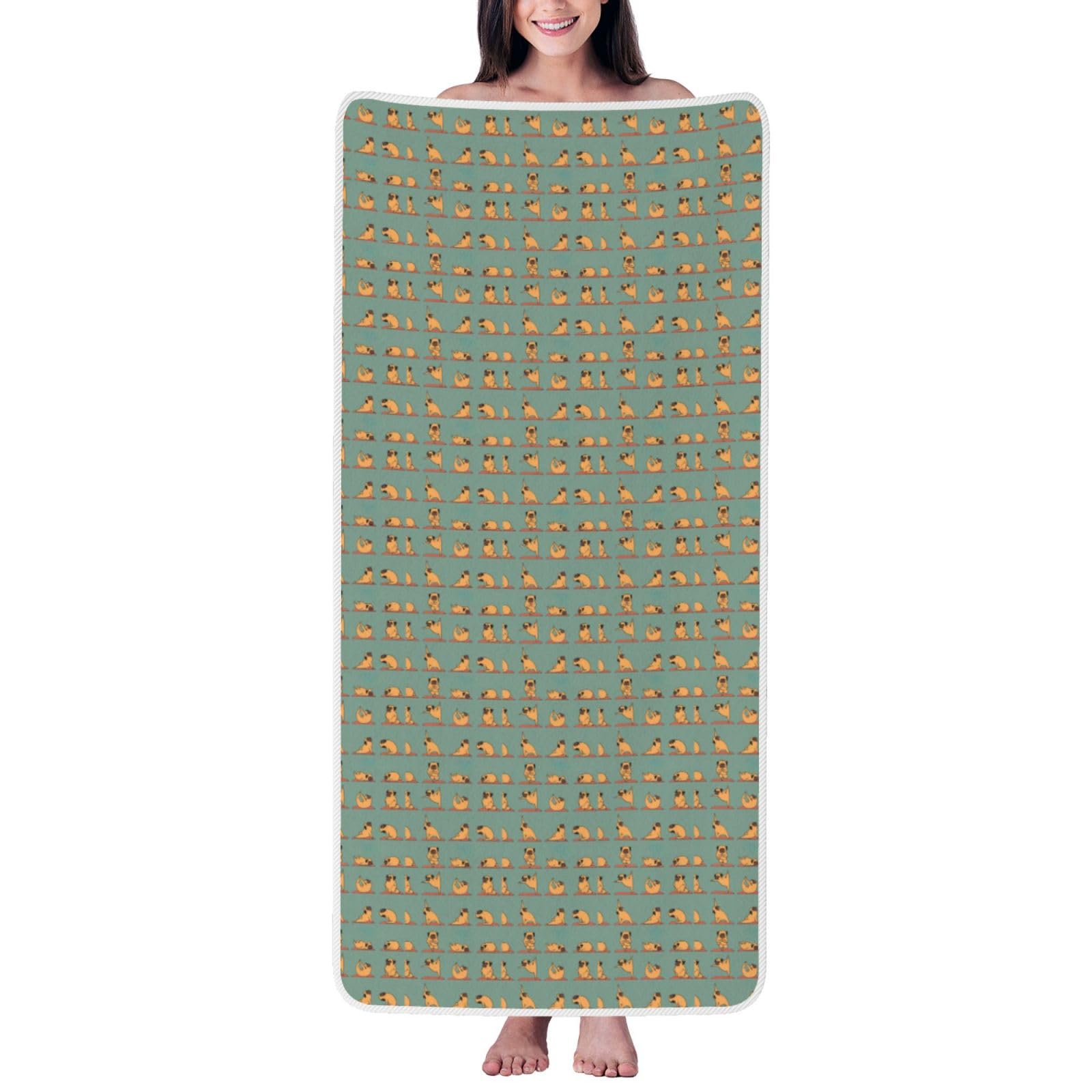 Toalla de terciopelo coral con estampado de carlino suave para el baño y el hogar