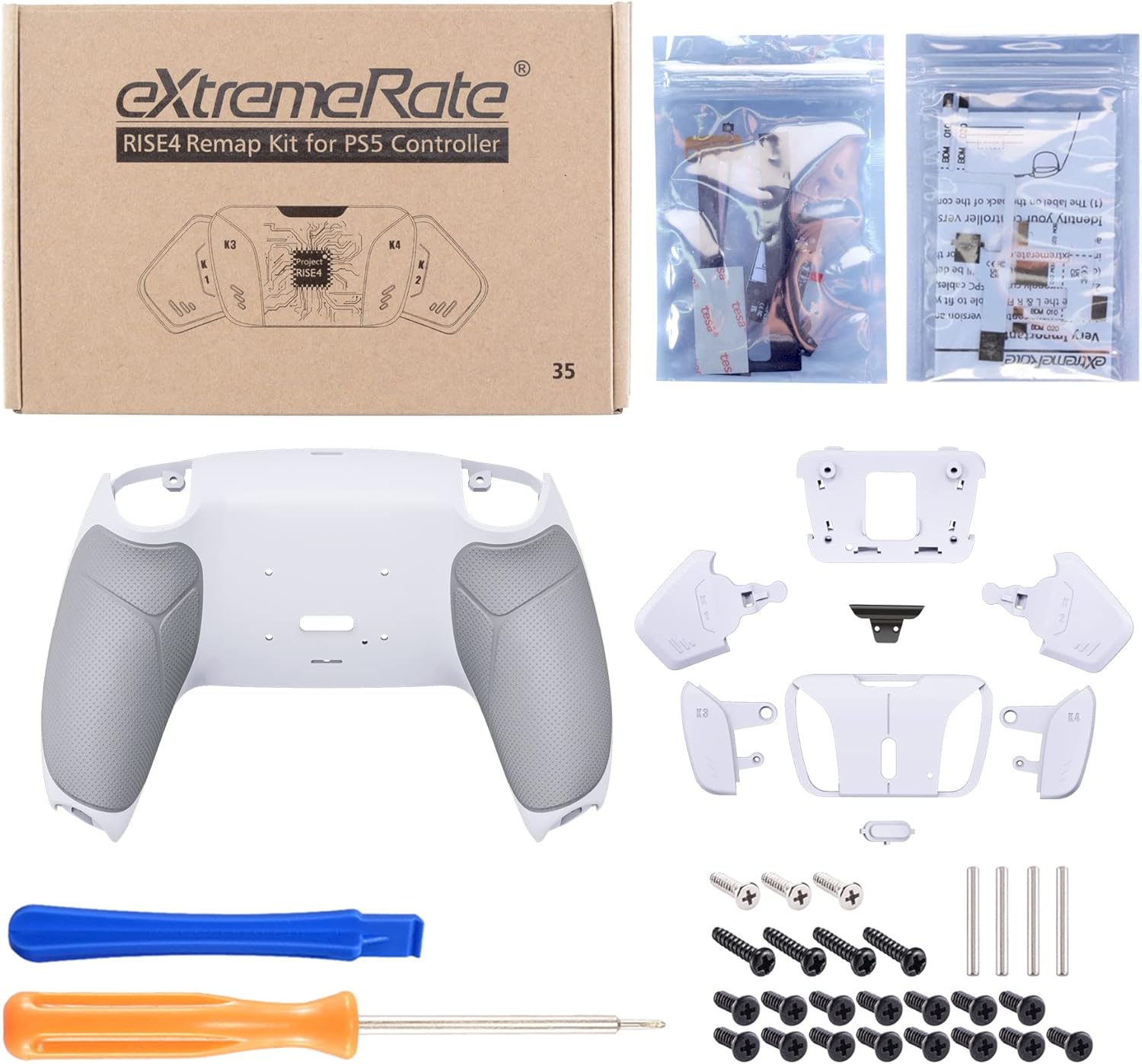 eXtremeRate eXcover Clown Hahaha Top Bottom Cover Compatible with PS5 Console Disc Edition, Replacement Luna Faceplate & RISE4 Remap Kit Redesigned Back Shell for PS5 Controller BDM-010 & 020